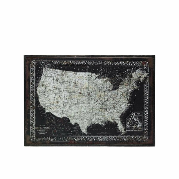 H2H Wood Rectangle Panel Giclee Print of Map USA with Frame, Black H23866073